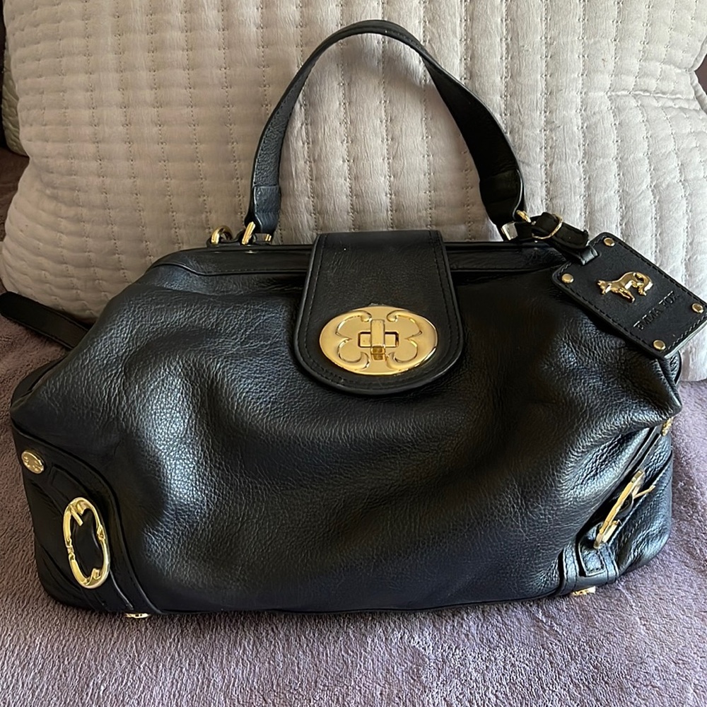 Black leather bag